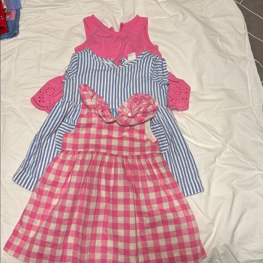 3 Baby Gap Blue/white striped, pink eyelet, and pink/white checked Kids Dresses